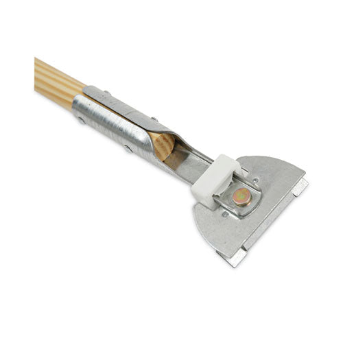 Image of Boardwalk® BWK1490 Clip-On Dust Mop Handle, Lacquered Wood, Swivel Head, 1" dia x 60", Natural