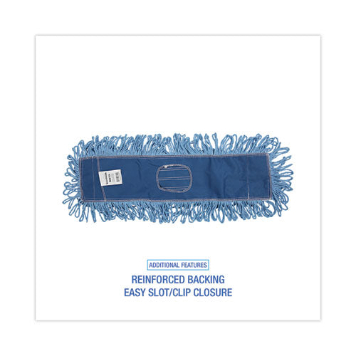 Image of Boardwalk® BWK1124 Dust Mop Head, Looped-End, Cotton/Synthetic Fibers, 24 x 5, Blue