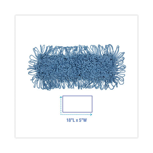 Image of Boardwalk® BWK1118 Dust Mop Head, Looped-End, Cotton/Synthetic Fibers, 18 x 5, Blue