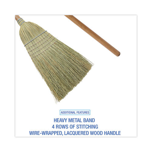 Image of Boardwalk® BWKBR10001 100% Corn Brooms, 60" Overall Length, Natural, 6/Carton