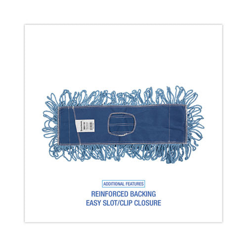Image of Boardwalk® BWK1118 Dust Mop Head, Looped-End, Cotton/Synthetic Fibers, 18 x 5, Blue