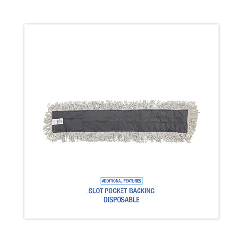 Image of Boardwalk® BWK1636 Disposable Dust Mop Head w/Sewn Center Fringe, Cotton/Synthetic, 36 x 5, White