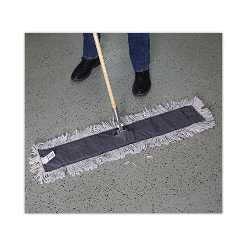 Image of Boardwalk® BWK1636 Disposable Dust Mop Head w/Sewn Center Fringe, Cotton/Synthetic, 36 x 5, White