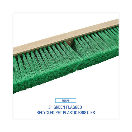Image of Boardwalk® BWK20724 Floor Broom Head, 3" Green Flagged Recycled Pet Plastic Bristles, 24" Brush