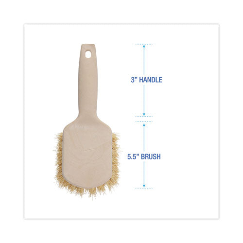 Image of Boardwalk® BWK4208 Utility Brush, Cream Tampico Bristles, 5.5" Brush, 3" Tan Plastic Handle