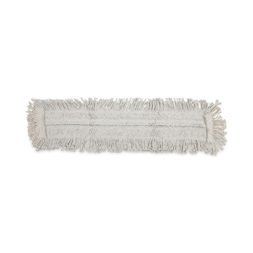 Image of Boardwalk® BWK1636 Disposable Dust Mop Head w/Sewn Center Fringe, Cotton/Synthetic, 36 x 5, White