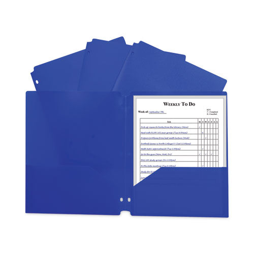 Image of C-Line® 33935 Two-Pocket Heavyweight Poly Portfolio Folder with 3-Hole Punch, Accommodates 11 x 8.5 Sheets, Blue, 25/Box