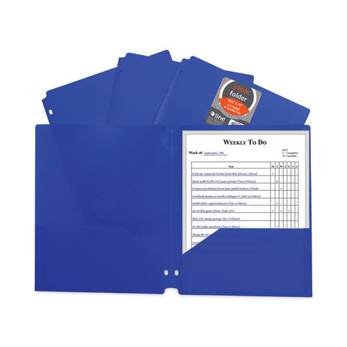 Image of C-Line® 33935 Two-Pocket Heavyweight Poly Portfolio Folder with 3-Hole Punch, Accommodates 11 x 8.5 Sheets, Blue, 25/Box
