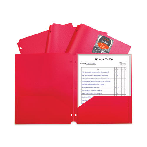 Image of C-Line® 33934 Two-Pocket Heavyweight Poly Portfolio Folder with 3-Hole Punch, Accommodates 11 x 8.5 Sheets, Red, 25/Box