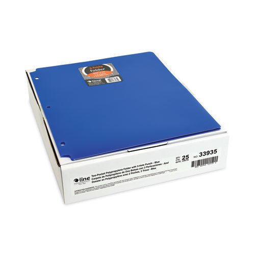 Image of C-Line® 33935 Two-Pocket Heavyweight Poly Portfolio Folder with 3-Hole Punch, Accommodates 11 x 8.5 Sheets, Blue, 25/Box
