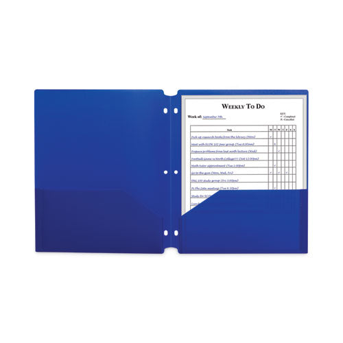 Image of C-Line® 33935 Two-Pocket Heavyweight Poly Portfolio Folder with 3-Hole Punch, Accommodates 11 x 8.5 Sheets, Blue, 25/Box