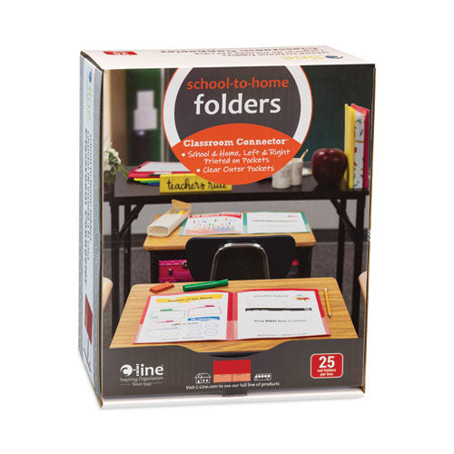Image of C-Line® 32004 Classroom Connector Folders, Accommodates 11 x 8.5 Sheets, Red, 25/Box