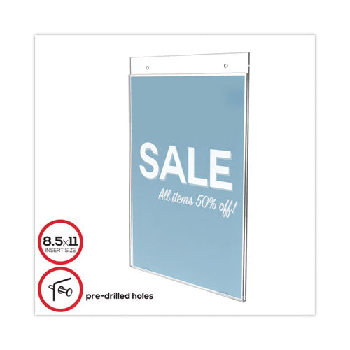 Image of deflecto® 68201 Classic Image Wall-Mount Sign Holder, Portrait, 8.5 x 11, Clear