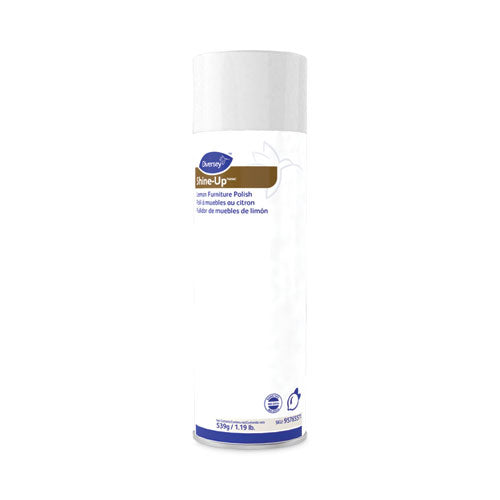 Image of Diversey 95765571 Shine-Up Furniture Cleaner, Lemon Scent, 13.8 oz Aerosol Spray, 12/Carton