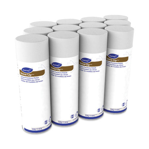 Image of Diversey 95765571 Shine-Up Furniture Cleaner, Lemon Scent, 13.8 oz Aerosol Spray, 12/Carton