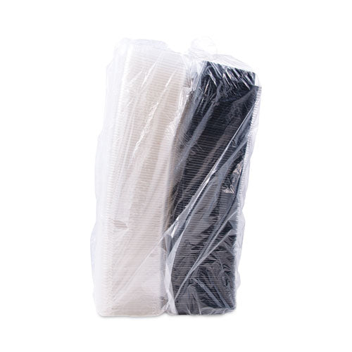 Image of SOLO® 846612-PS94 Creative Carryouts Hinged Plastic Hot Deli Boxes, 24 Oz, 7.87 X 5.4 X 2.1, Black/clear, 200/carton