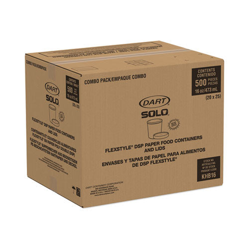 Image of SOLO® KHB16A-2050 Flexstyle Double Poly Food Combo Packs, 16 oz, White, Paper, 25/Pack, 10 Packs/Carton