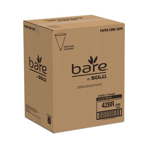 Image of SOLO® 42BR-2050 Bare Eco-Forward Treated Paper Cone Cups, ProPlanet Seal, 4.25 oz, White, 200/Bag, 25 Bags/Carton