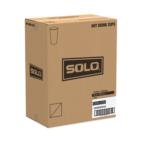 Image of SOLO® 420W-2050 Single-Sided Poly Paper Hot Cups, 20 oz, White, 600/Carton