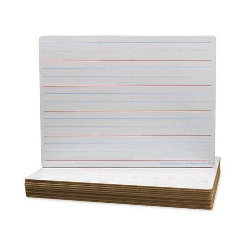 Image of Flipside 10134 Two-Sided Red/Blue Ruled Dry Erase Board, 12" x 9", White Surface, 12/Pack