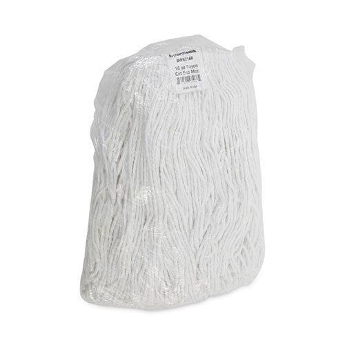 Image of Boardwalk® BWK216RCT Premium Cut-End Wet Mop Heads, Rayon, 16 oz, White, 12/Carton