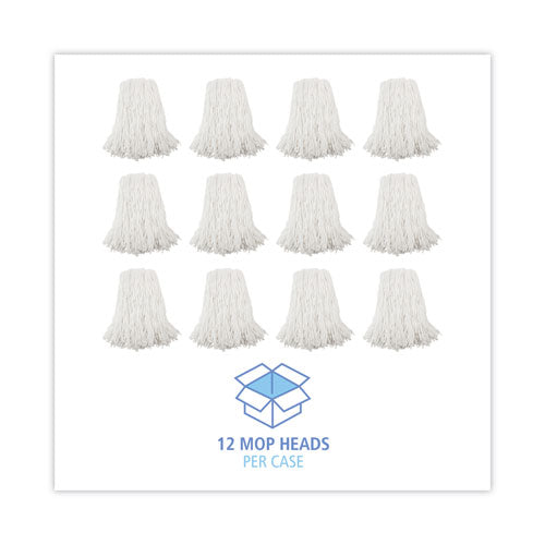 Image of Boardwalk® BWK216RCT Premium Cut-End Wet Mop Heads, Rayon, 16 oz, White, 12/Carton
