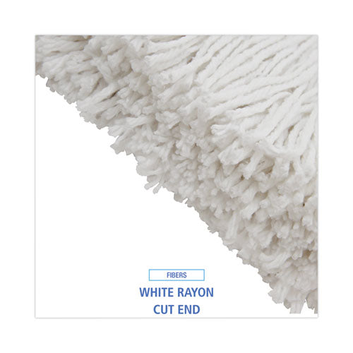 Image of Boardwalk® BWK220RCT Premium Cut-End Wet Mop Heads, Rayon, 20 oz, White, 12/Carton