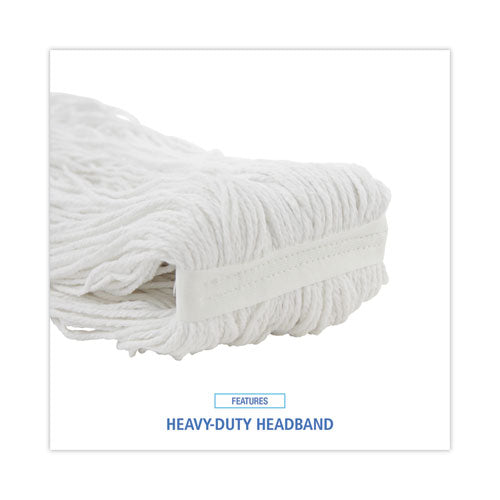 Image of Boardwalk® BWK220RCT Premium Cut-End Wet Mop Heads, Rayon, 20 oz, White, 12/Carton