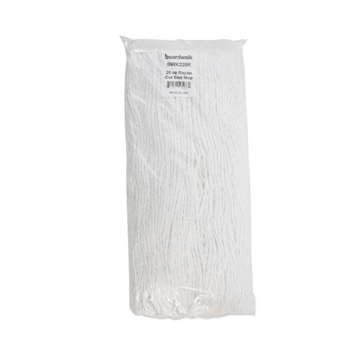 Image of Boardwalk® BWK220RCT Premium Cut-End Wet Mop Heads, Rayon, 20 oz, White, 12/Carton