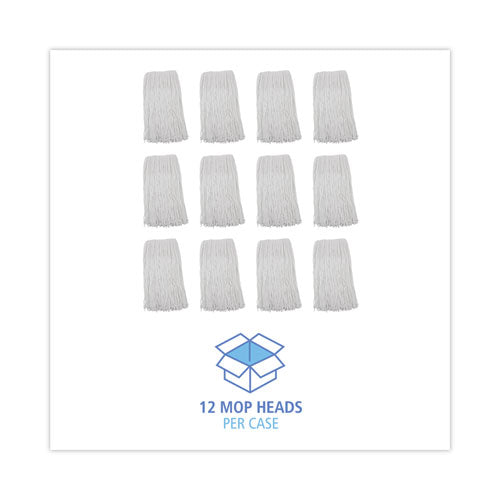 Image of Boardwalk® BWK220RCT Premium Cut-End Wet Mop Heads, Rayon, 20 oz, White, 12/Carton