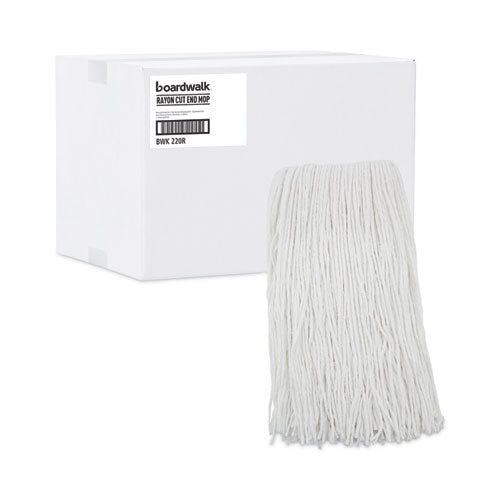 Image of Boardwalk® BWK220RCT Premium Cut-End Wet Mop Heads, Rayon, 20 oz, White, 12/Carton
