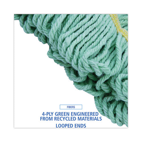 Image of Boardwalk® BWK1200LCT Ecomop Looped-End Mop Head, Recycled Fibers, Large Size, Green, 12/carton