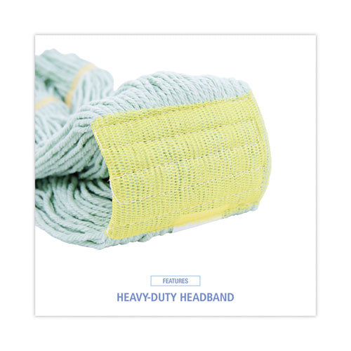 Image of Boardwalk® BWK1200LCT Ecomop Looped-End Mop Head, Recycled Fibers, Large Size, Green, 12/carton