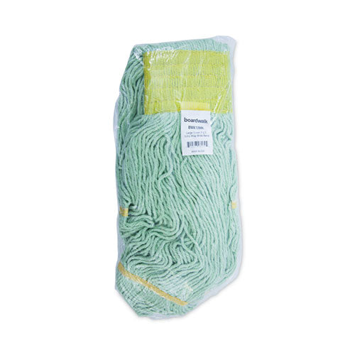 Image of Boardwalk® BWK1200LCT Ecomop Looped-End Mop Head, Recycled Fibers, Large Size, Green, 12/carton