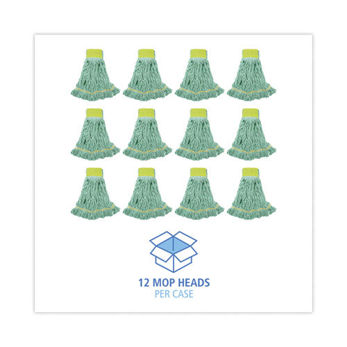 Image of Boardwalk® BWK1200LCT Ecomop Looped-End Mop Head, Recycled Fibers, Large Size, Green, 12/carton