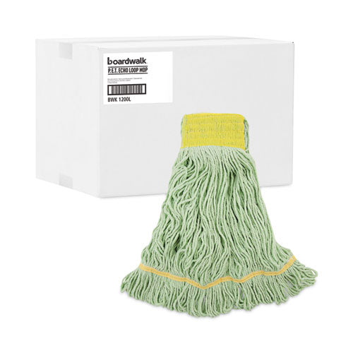 Image of Boardwalk® BWK1200LCT Ecomop Looped-End Mop Head, Recycled Fibers, Large Size, Green, 12/carton