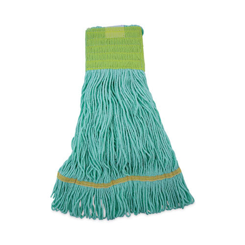 Image of Boardwalk® BWK1200MCT Ecomop Looped-End Mop Head, Recycled Fibers, Medium Size, Green, 12/carton