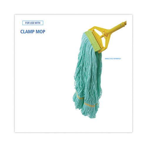 Image of Boardwalk® BWK1200MCT Ecomop Looped-End Mop Head, Recycled Fibers, Medium Size, Green, 12/carton