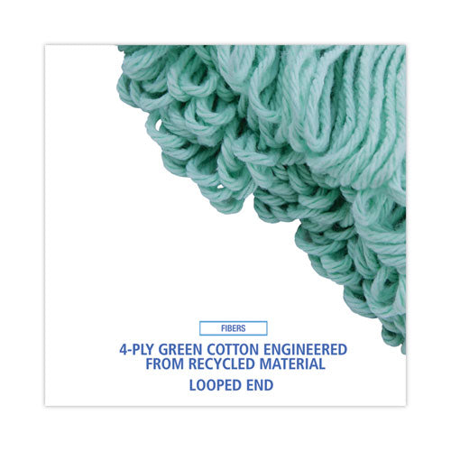Image of Boardwalk® BWK1200MCT Ecomop Looped-End Mop Head, Recycled Fibers, Medium Size, Green, 12/carton