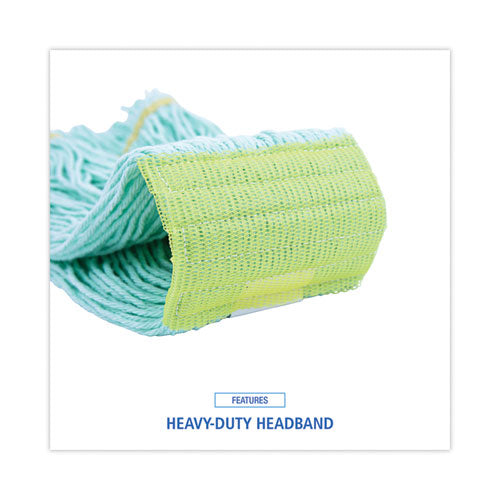 Image of Boardwalk® BWK1200MCT Ecomop Looped-End Mop Head, Recycled Fibers, Medium Size, Green, 12/carton