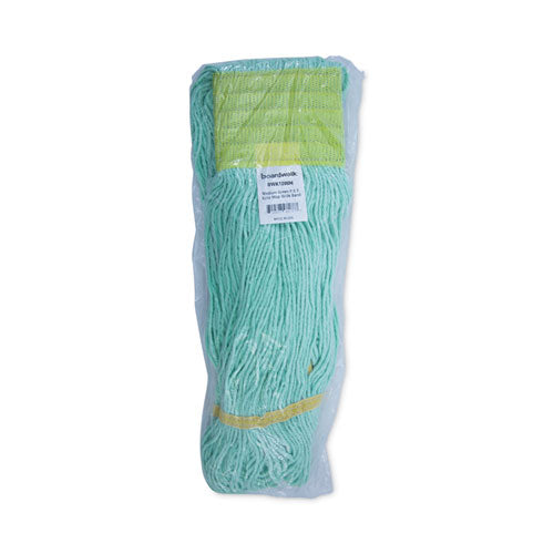 Image of Boardwalk® BWK1200MCT Ecomop Looped-End Mop Head, Recycled Fibers, Medium Size, Green, 12/carton