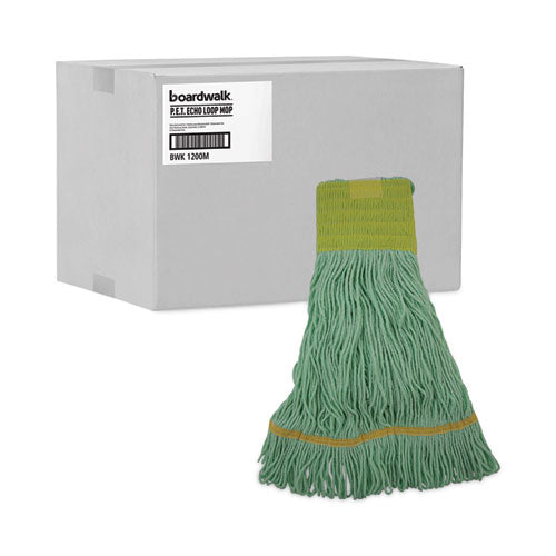 Image of Boardwalk® BWK1200MCT Ecomop Looped-End Mop Head, Recycled Fibers, Medium Size, Green, 12/carton