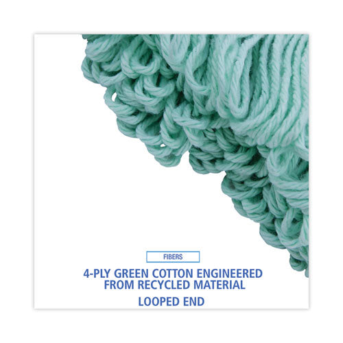 Image of Boardwalk® BWK1200MEA Ecomop Looped-End Mop Head, Recycled Fibers, Medium Size, Green