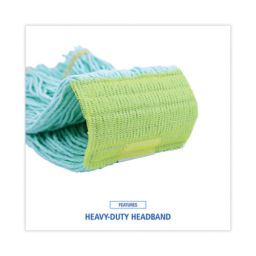 Image of Boardwalk® BWK1200MEA Ecomop Looped-End Mop Head, Recycled Fibers, Medium Size, Green