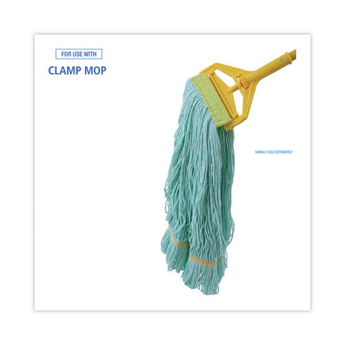 Image of Boardwalk® BWK1200XLCT EcoMop Looped-End Mop Head, Recycled Fibers, Extra Large Size, Green, 12/Carton