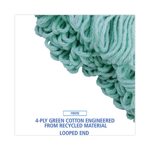 Image of Boardwalk® BWK1200XLCT EcoMop Looped-End Mop Head, Recycled Fibers, Extra Large Size, Green, 12/Carton