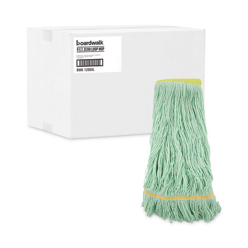 Image of Boardwalk® BWK1200XLCT EcoMop Looped-End Mop Head, Recycled Fibers, Extra Large Size, Green, 12/Carton