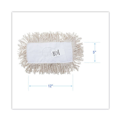 Image of Boardwalk® BWK1312 Industrial Dust Mop Head, Cotton, 12 x 5, White