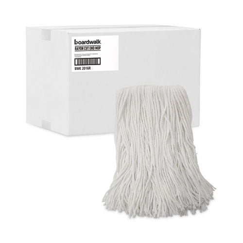 Image of Boardwalk® BWK2016R Mop Head, Value Standard Head, Rayon Fiber, Cut-End, #16, White, 12/Carton
