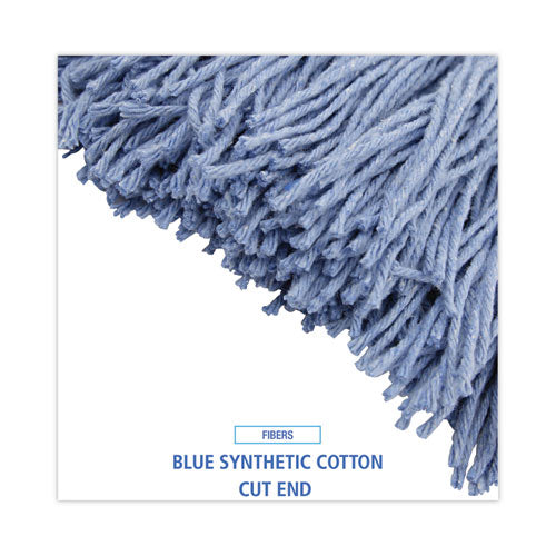 Image of Boardwalk® BWK2024B Mop Head, Standard Head, Cotton/synthetic Fiber, Cut-End, #24, Blue, 12/carton